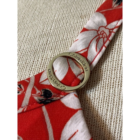 CALVIN KLEIN Women’s L Tank Top Red Floral Polyester Spandex Shelf Liner - Picture 4 of 8